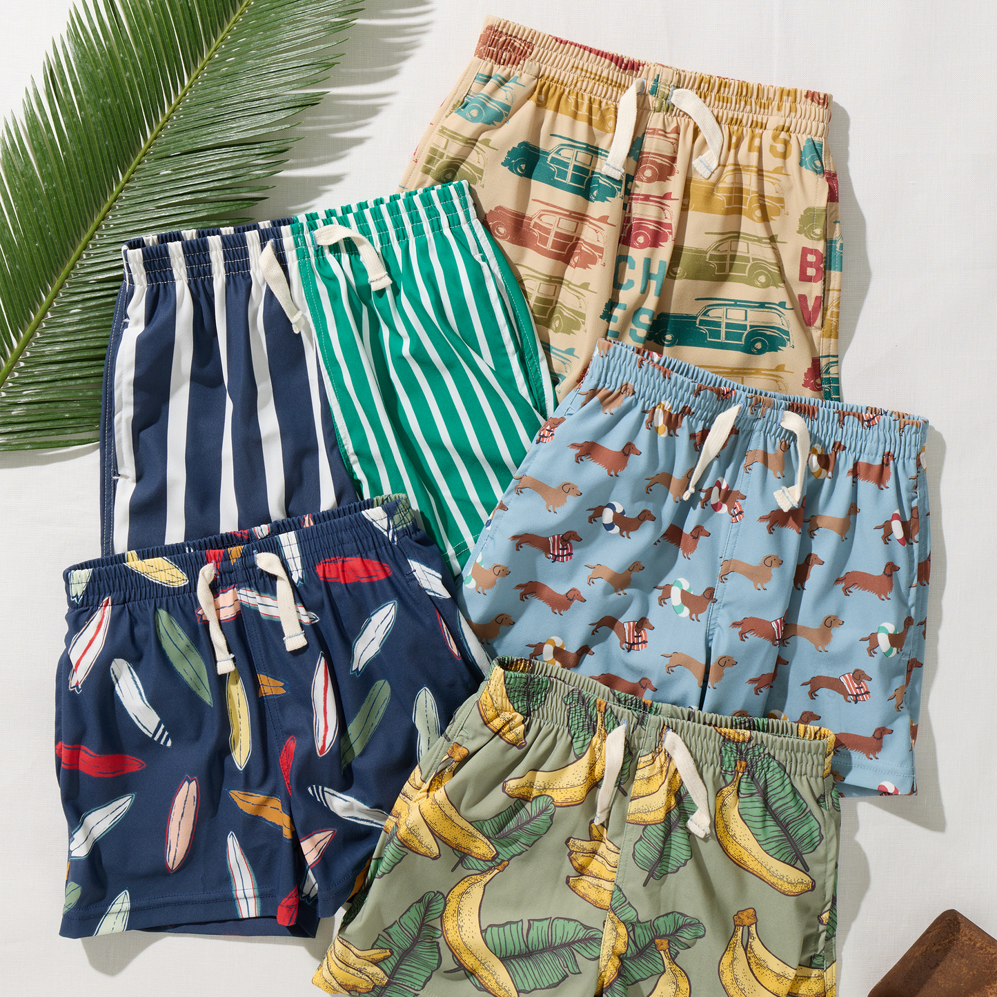 Baby Boys Swim Trunk - Green Banana Leaves