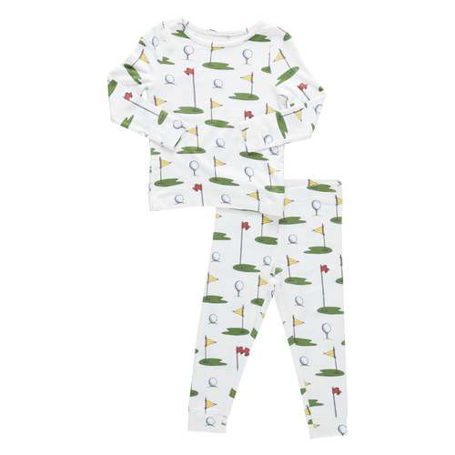 Kids Bamboo PJ Set - Cream Golf Tournament
