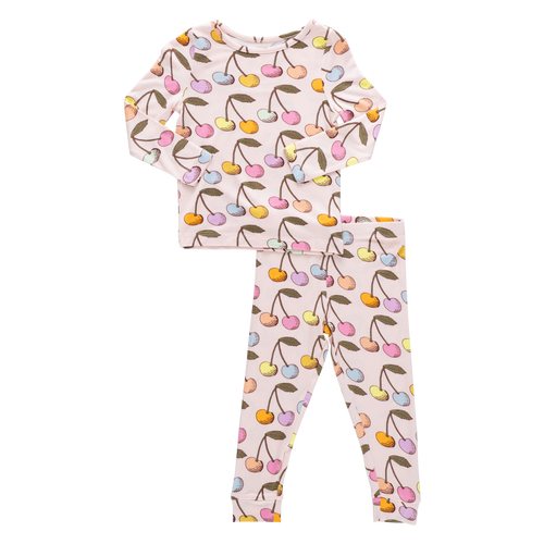 Kids Bamboo PJ Set - Cloud Pink Cherry