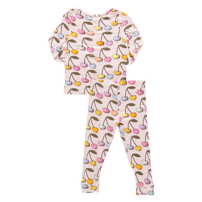 Kids Bamboo PJ Set - Cloud Pink Cherry
