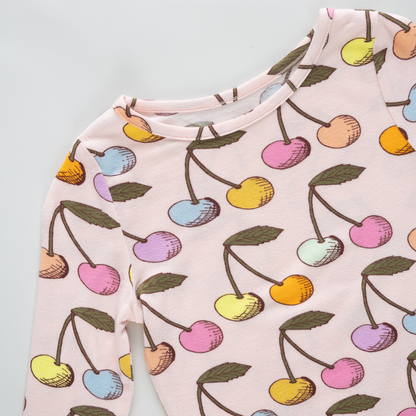 Kids Bamboo PJ Set - Cloud Pink Cherry
