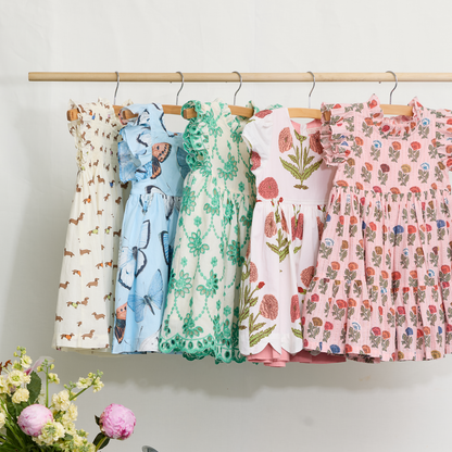 Girls Cynthia Dress - Kelly Green Eyelet