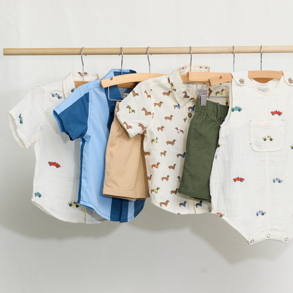 Multi Boys Jack Shirt - Vintage Car Embroidery