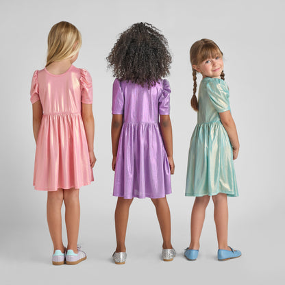 Girls Lame Laurie Dress - Ice Blue