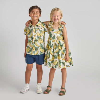 Girls Via Dress - Banana Leaves