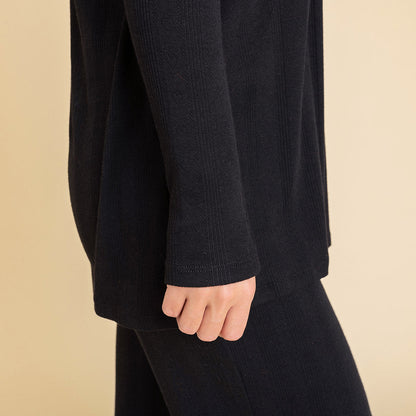 Women's Black Pointelle Fly Away Cardigan