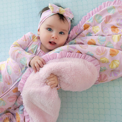 Shelly Pink Ruffled Luxette Plush Patoo® Blanket