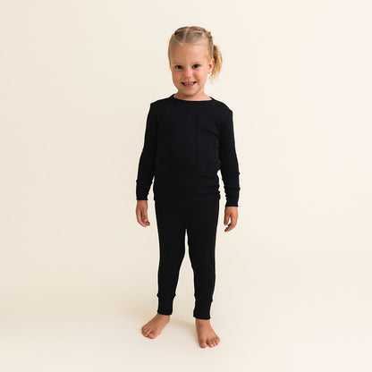 Black Pointelle Pajama Set