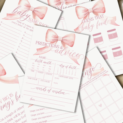 Bow Baby Shower Games - Free Baby Shower Digital Download