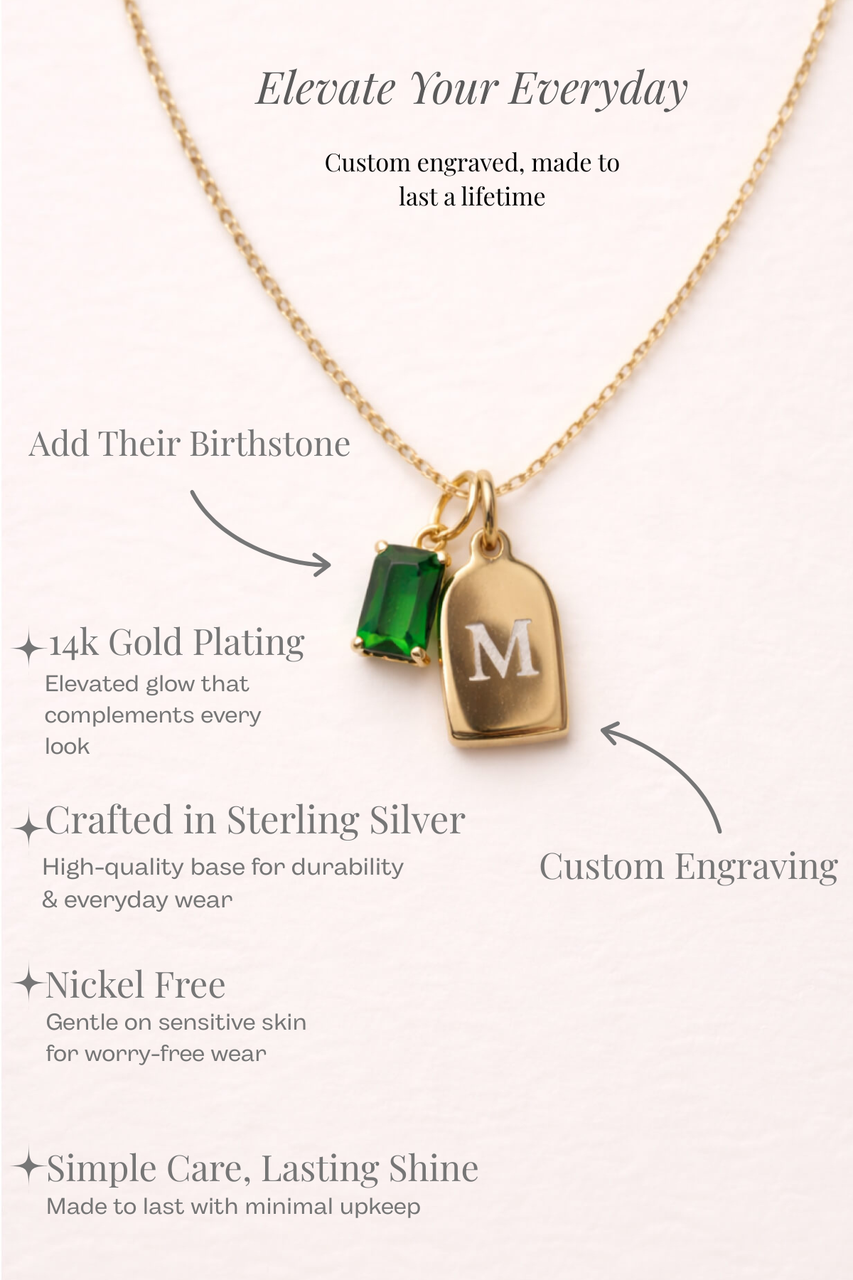Engraved Tag Charm Necklace