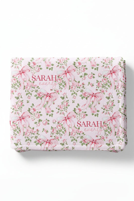 Bows in Bloom Personalized Kids Blanket
