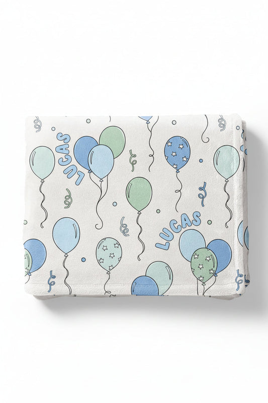 Party Time Personalized Kids Blanket | Blue