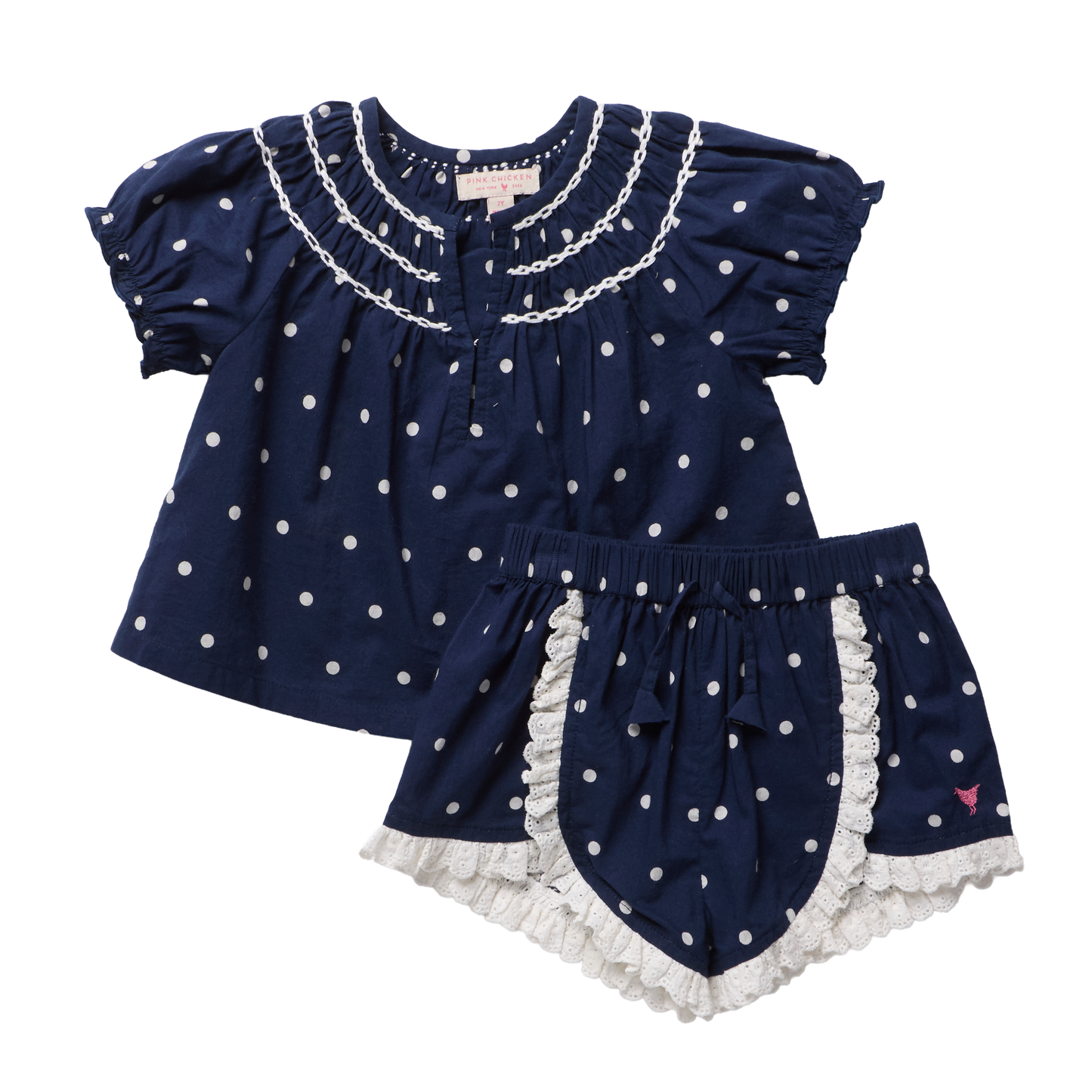 Girls Millie 2-PC Set - Navy Dot