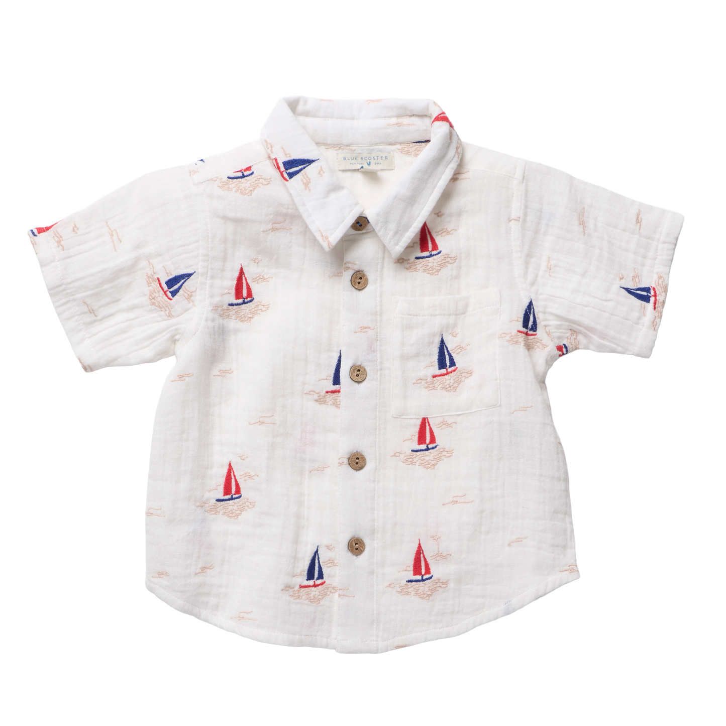 Boys Jack Shirt - Sailboat Embroidery