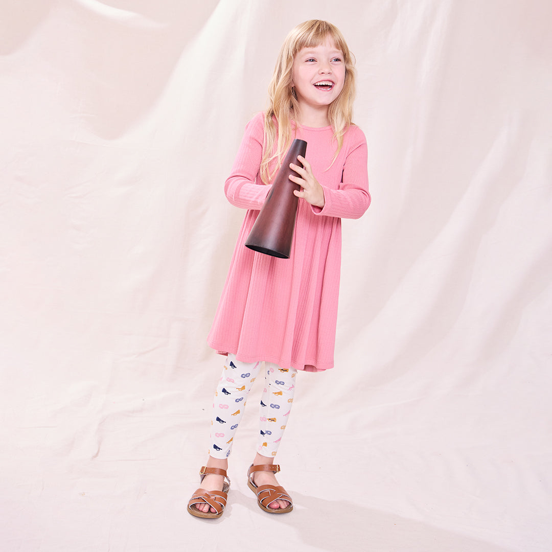 Sunny Long Sleeve Rib Dress - Dark Pink