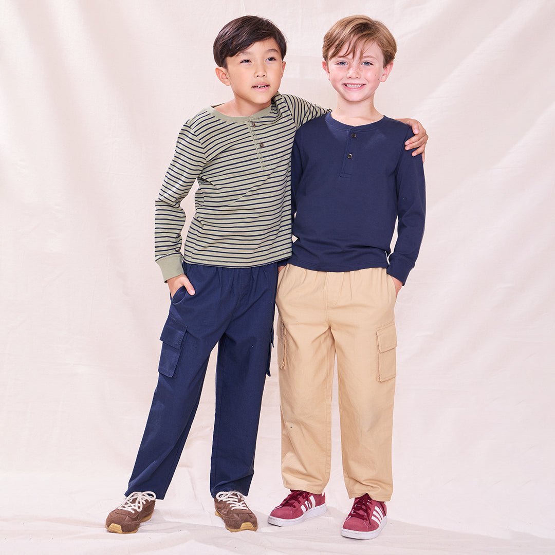 Scout Long Sleeve Henley T-Shirt - Green Mini Stripe