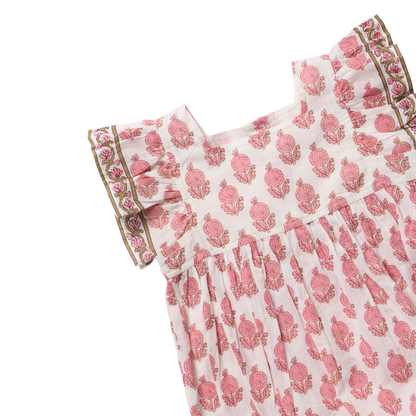 Girls Elsie Dress - Pink Dahlia Floral