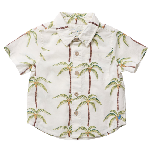 Boys Jack Shirt - Cream Palm Trees