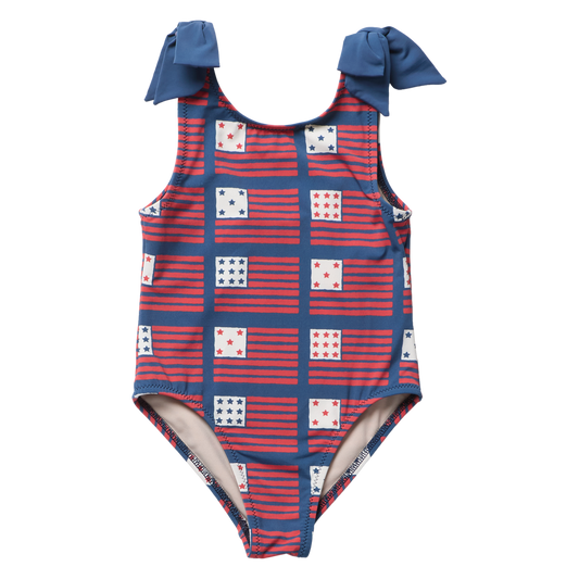 Girls Shelly Suit - Navy Flags
