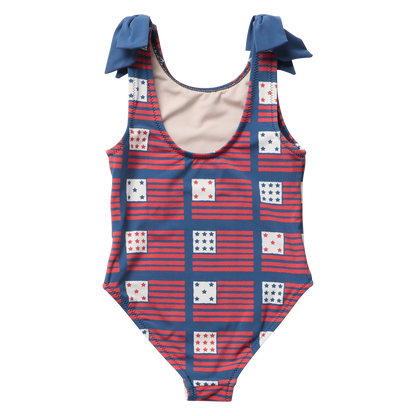 Girls Shelly Suit - Navy Flags