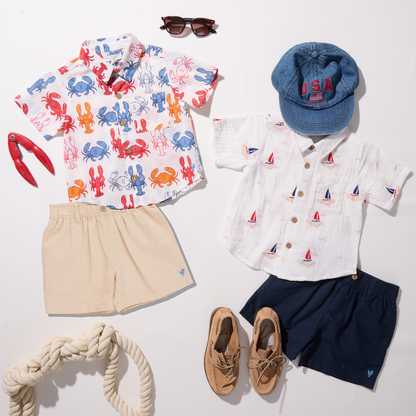 Boys Jack Shirt - Sailboat Embroidery