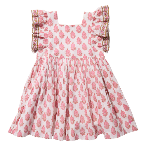 Girls Elsie Dress - Pink Dahlia Floral