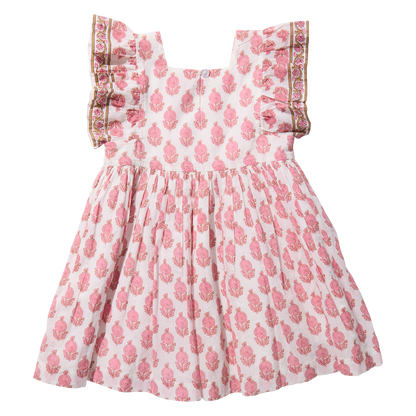Girls Elsie Dress - Pink Dahlia Floral