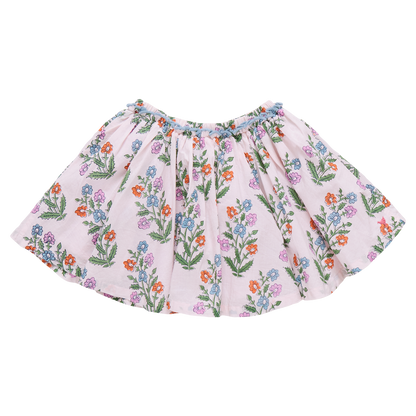 Girls Gianna Skirt - Pink Dewdrop Block Print