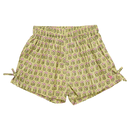 Girls Jules Short - Green Prairie Block Print