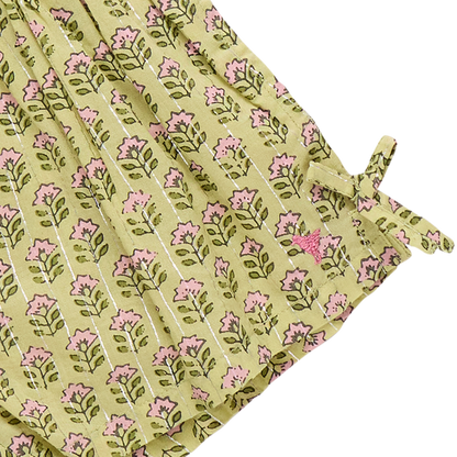 Girls Jules Short - Green Prairie Block Print