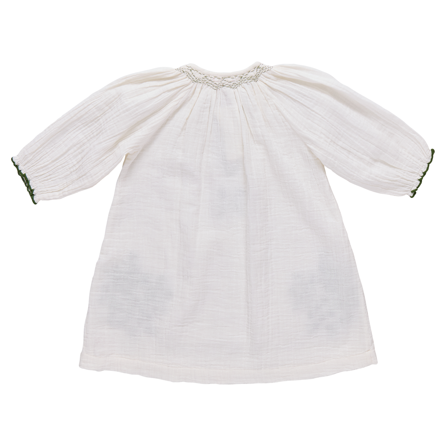 Girls Ava Dress - Green Embroidery