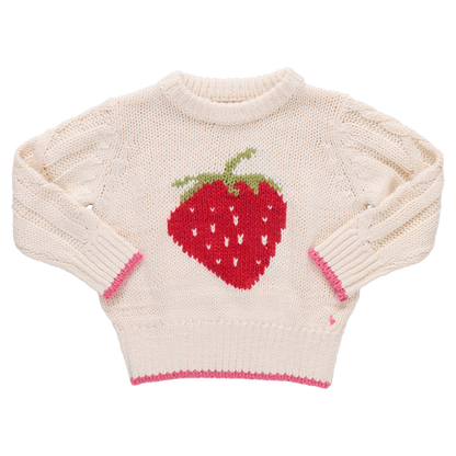 Girls Haven Sweater - Cream Strawberry