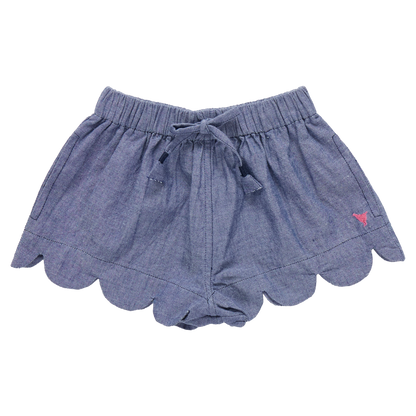 Girls Scallop Short - Chambray