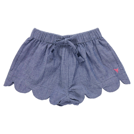 Girls Scallop Short - Chambray