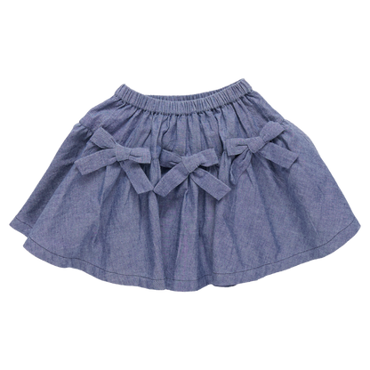 Girls Maribelle Bow Skirt - Chambray