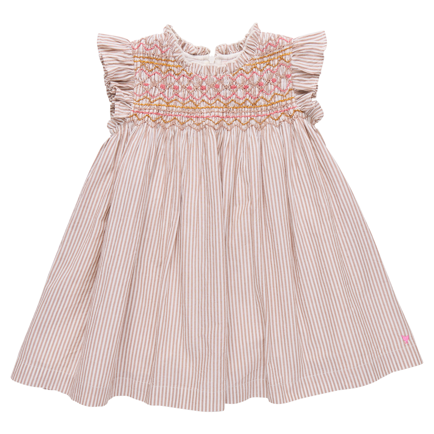 Girls Stevie Dress - Tawny Brown Stripe