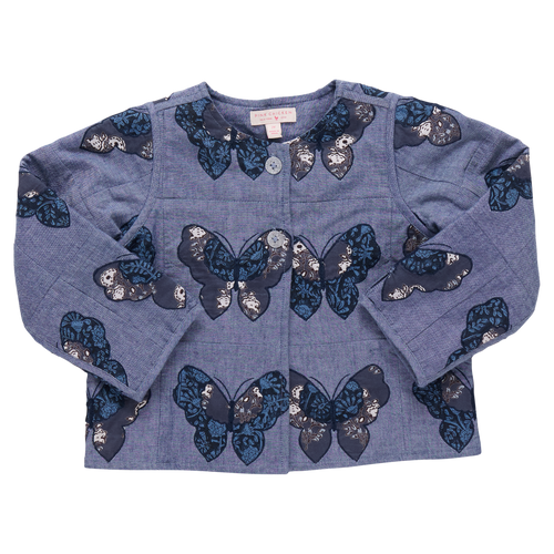 Girls Reversible Quilted Jacket - Quilted Butterfly