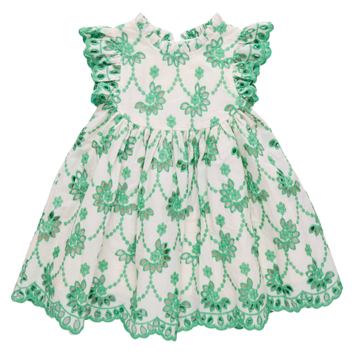 Girls Cynthia Dress - Kelly Green Eyelet
