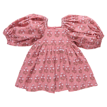 Girls Mary Barrett Dress - Pink Strawflower