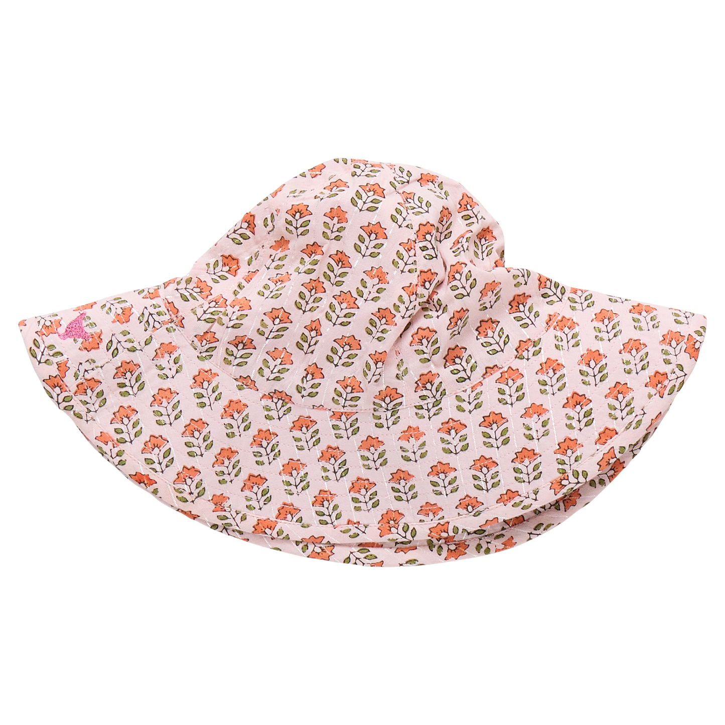 Baby Girls Sun Hat - Pink Prairie Block Print
