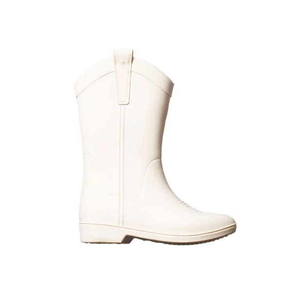 All Weather Rubber Cowboy Boots - Bone White