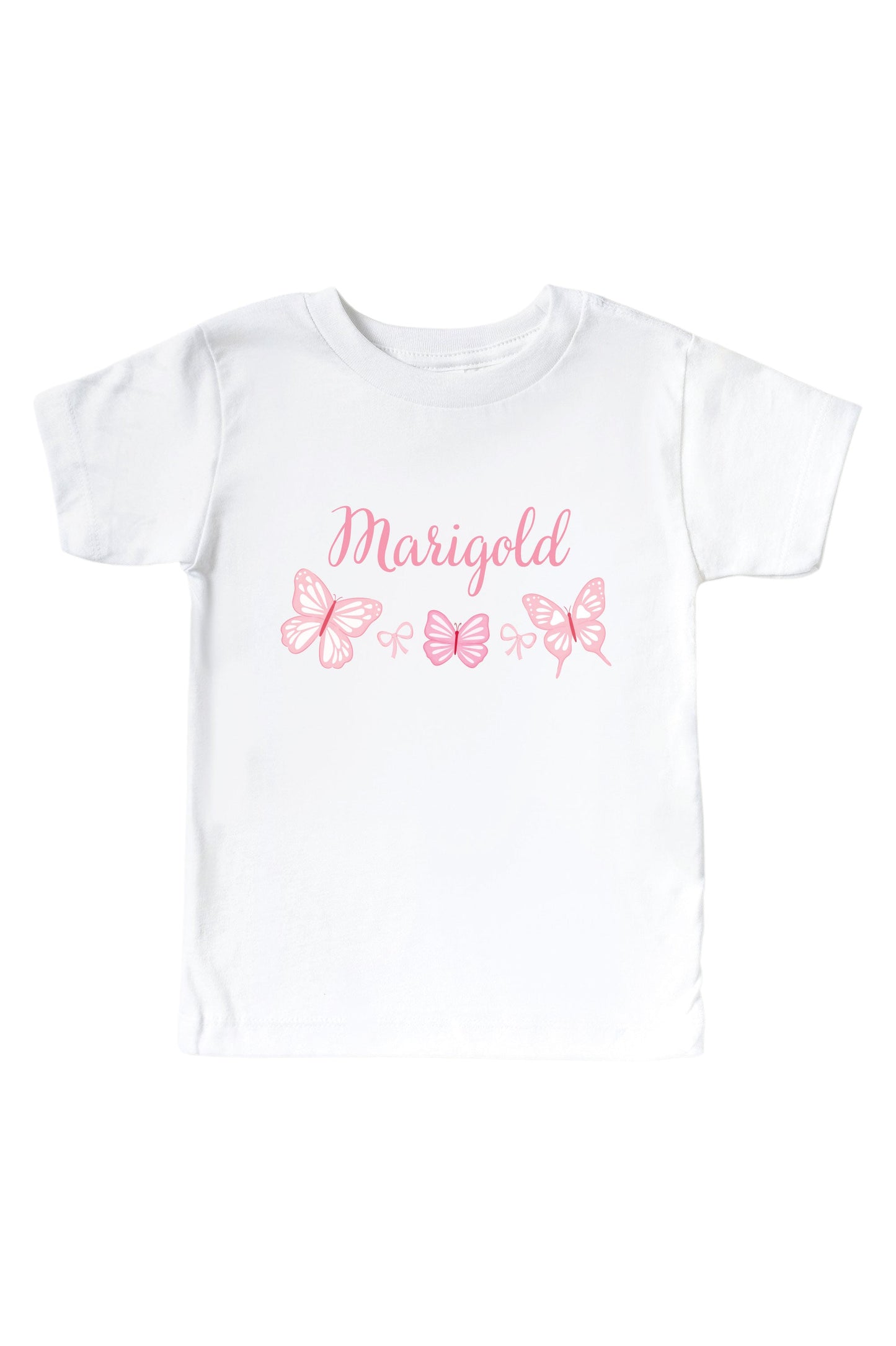 Personalized Blooming Butterflies Graphic Bodysuit & Kids Tee | White