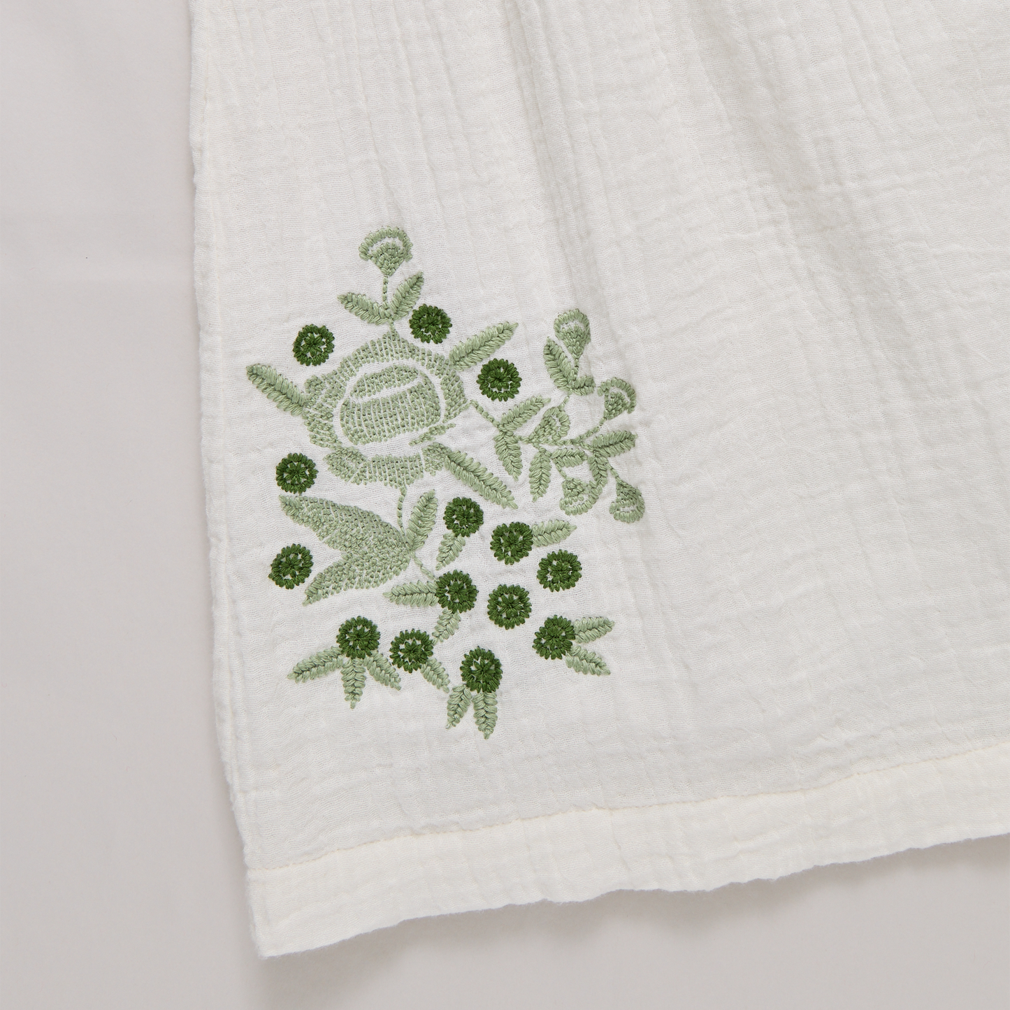 Girls Ava Dress - Green Embroidery