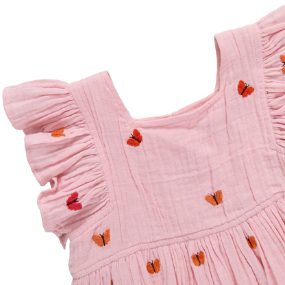 Girls Elsie Dress - Butterfly Embroidery