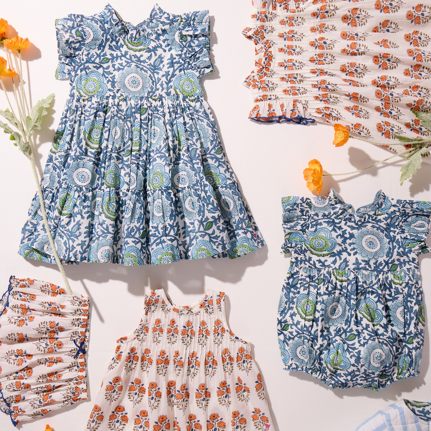 Girls Jennifer Dress - Blue Lisbon Floral