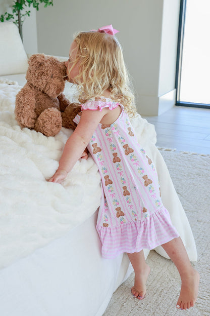 Girls' Full Length Ruffle Nightgown | Beary Lovely