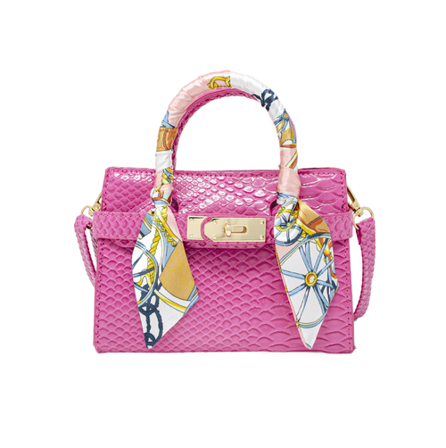 Crocodile Scarf Handbag - Hot Pink