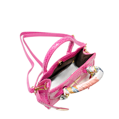 Crocodile Scarf Handbag - Hot Pink
