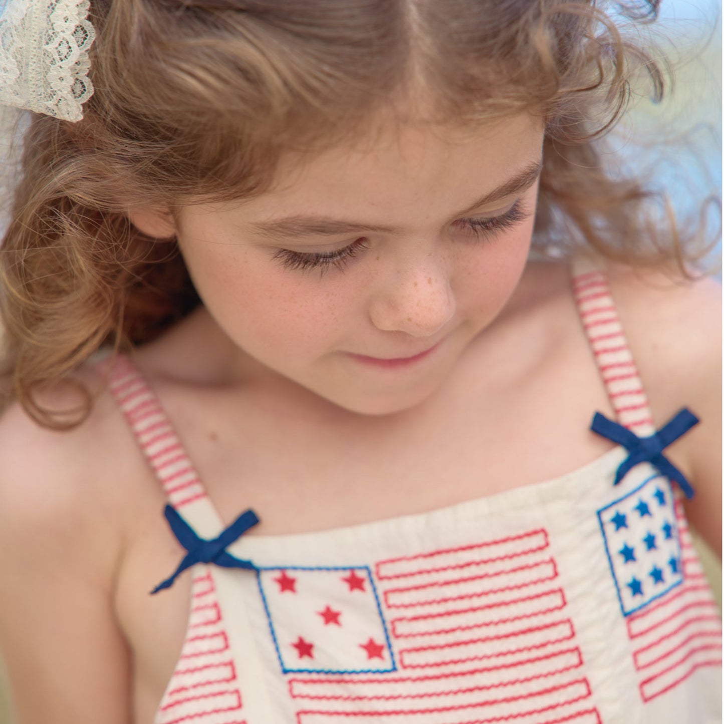Girls Tia Dress - flag embroidery