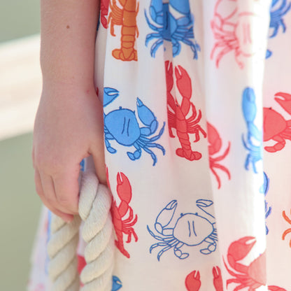 Girls Elsie Dress - Lobsters and Crabs